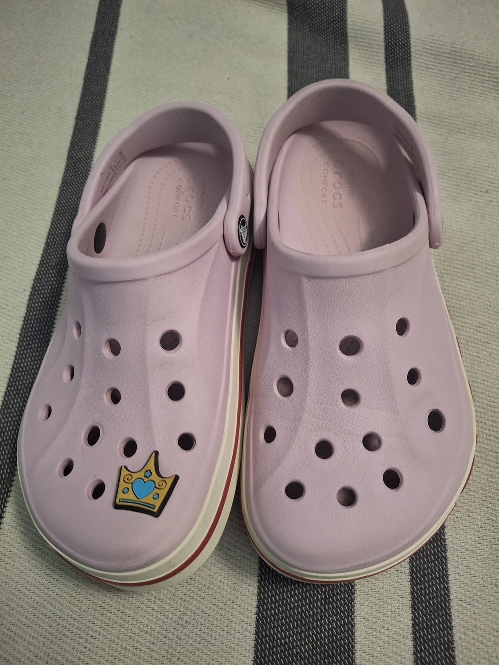 CROCS Classic Clog in Light Pink with Crown Charm